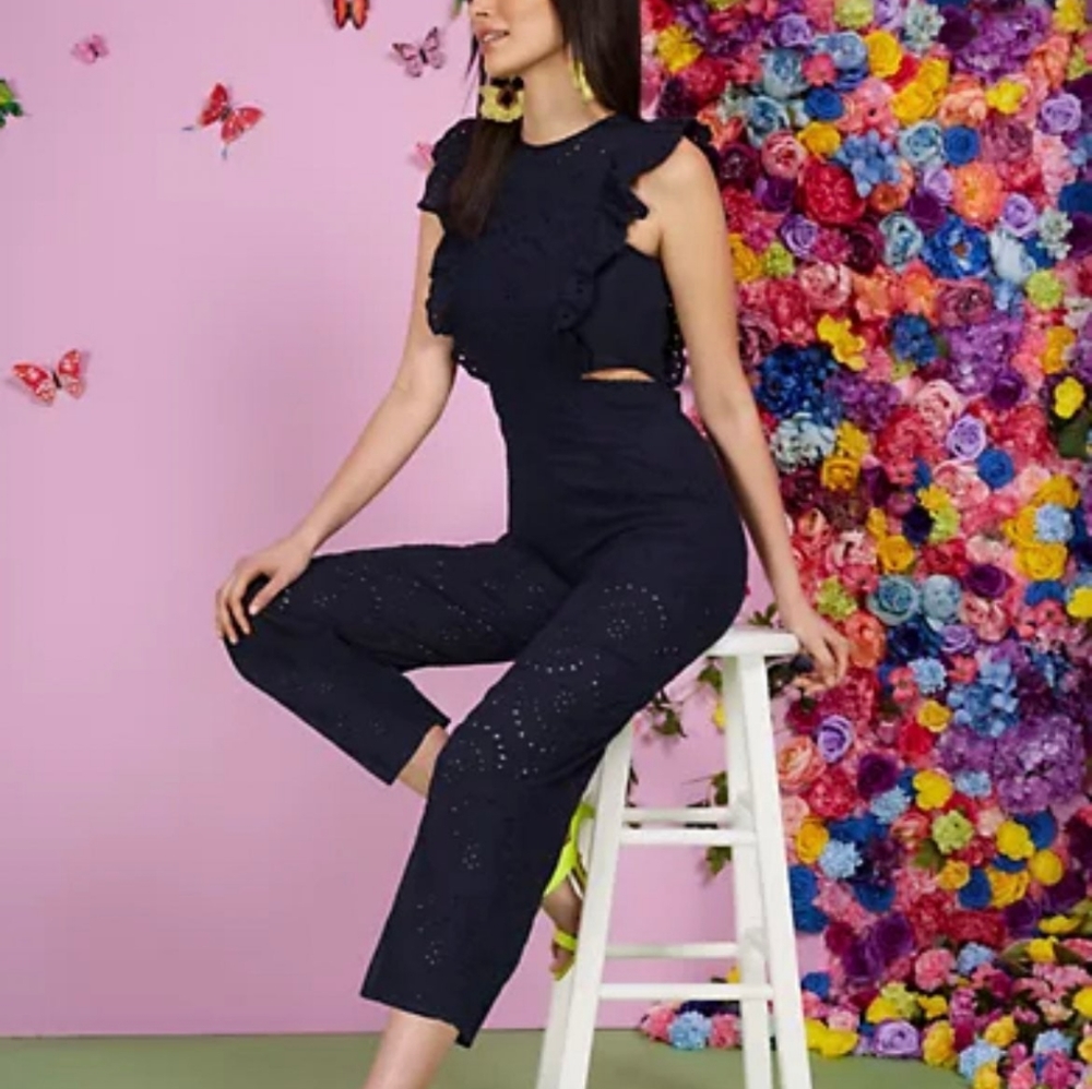 NY&Co cut out waist ruffled jumpsuit
